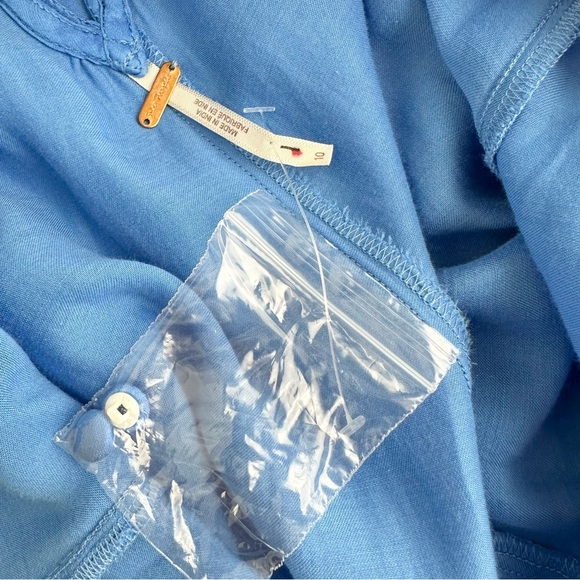 Free People Later Days Strappy Satin Midi Button Front  Dress Blue Size 10 - Picture 9 of 12